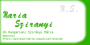 maria sziranyi business card