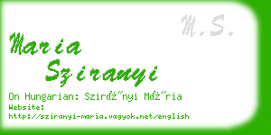 maria sziranyi business card